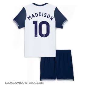 Camisa de Futebol Tottenham Hotspur James Maddison #10 Equipamento Principal Infantil 2024-25 Manga Curta (+ Calças curtas)